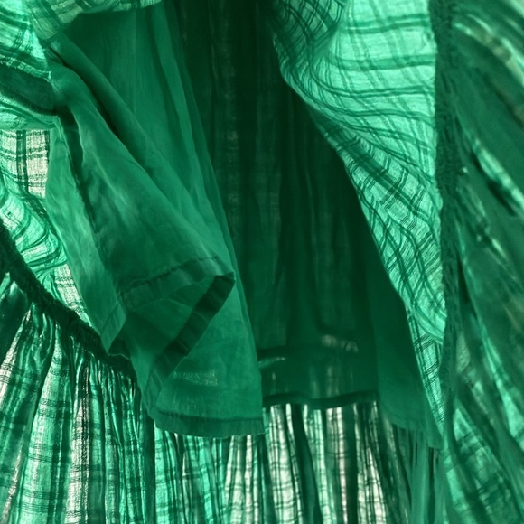 MIRTH Tuckernuck Rio Handmade Tiered Maxi Dress Square Neck Green Size XS cotton - Picture 11 of 16